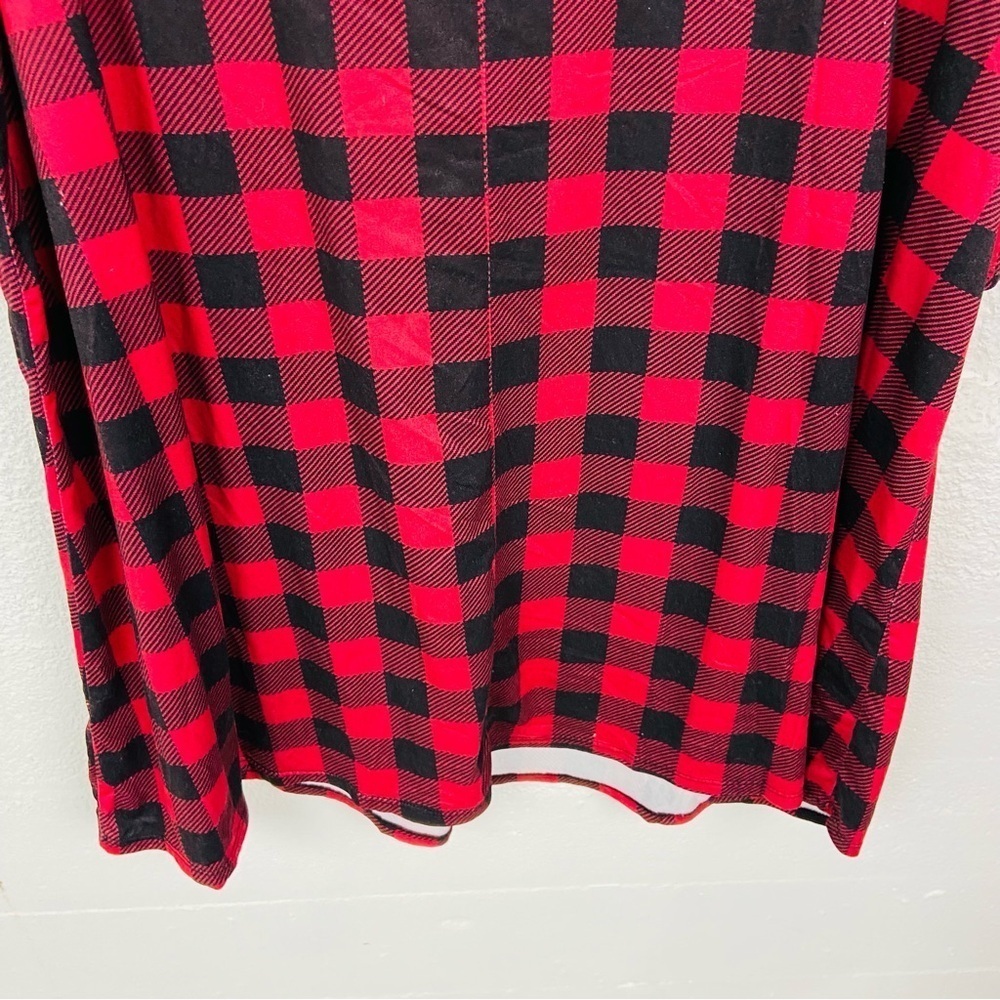 Celebrate together Red and Black buffalo Plaid Long Sleeve stretch mini Dress XL - Picture 10 of 13